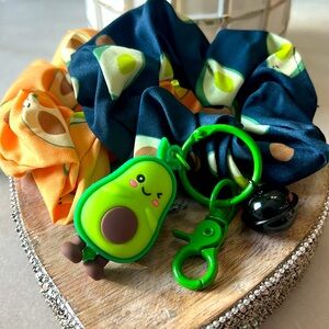 3Pc Set Avocado 🥑 Keychain with 2 hairs rope yellow and blue see all pictures